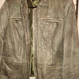 Women's Khaki Green Faux Leather Jacket